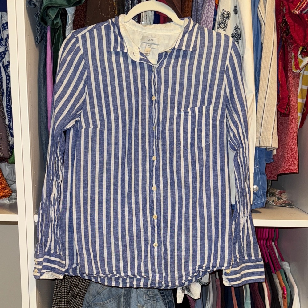 J. Crew Navy and White Striped Shirt